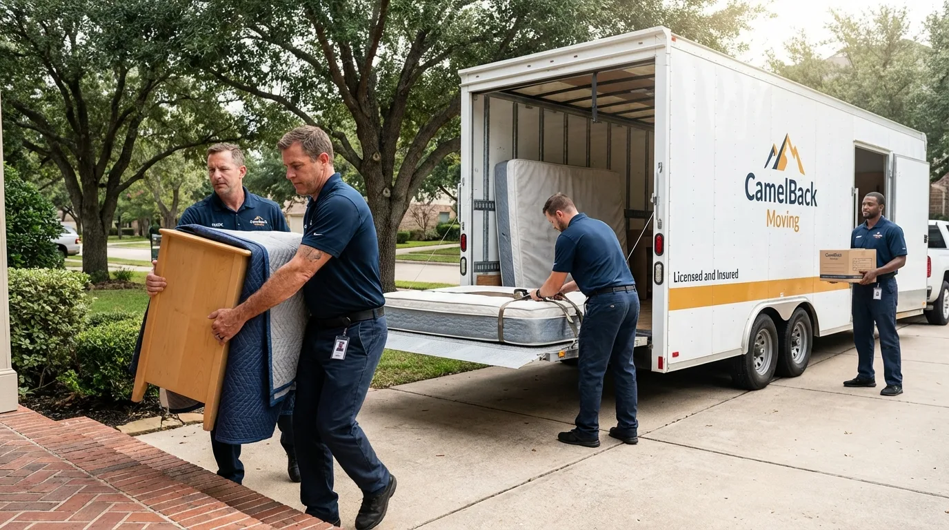 Crew loading residential truck for cross-state move from Mount Airy, MD