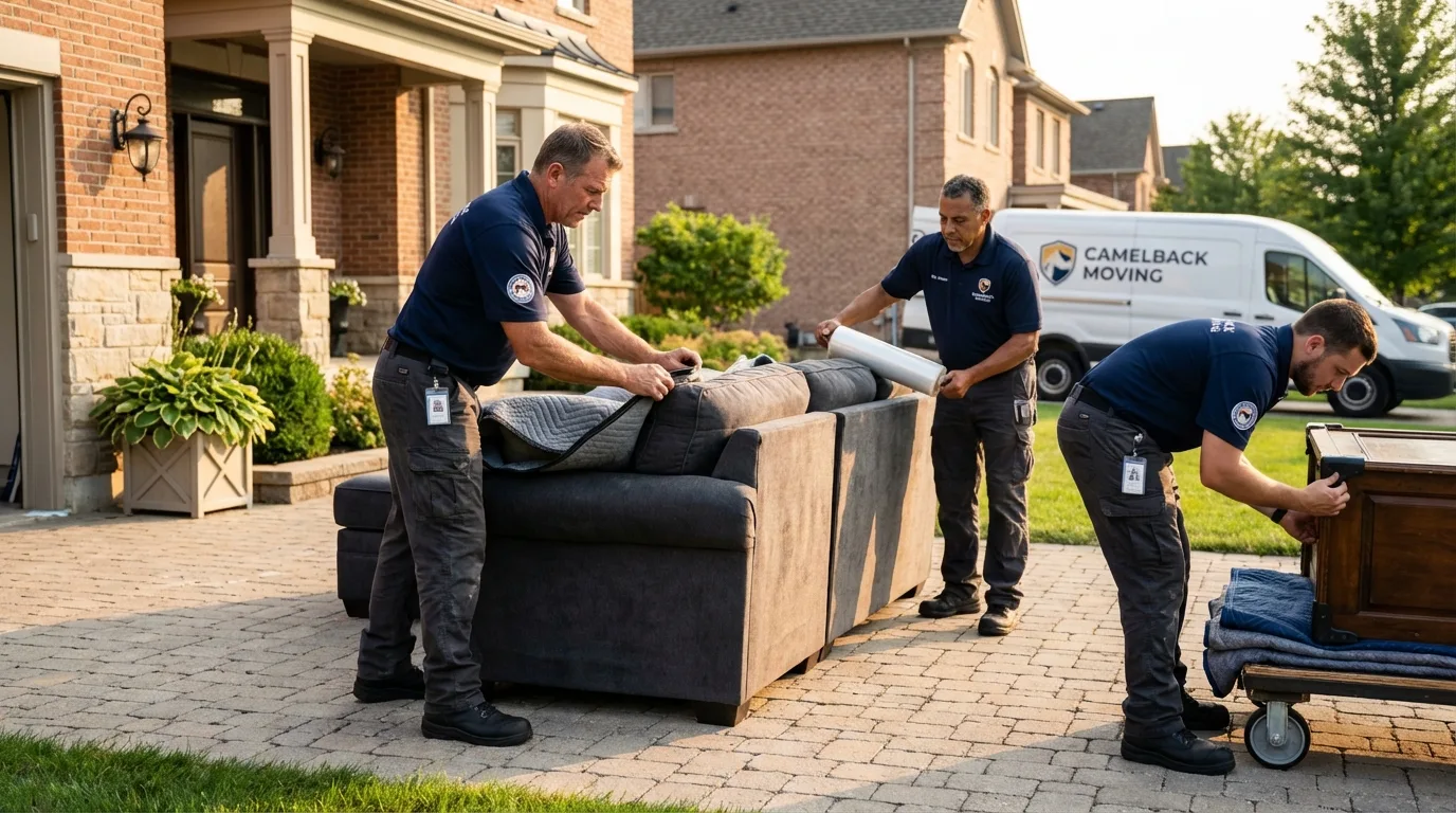 Large estate moving crew wrapping furniture in Mount Airy, MD